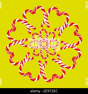 Rot und Weiß Candy Cane Radial Muster auf einem Licht Grüner Hintergrund Stock Vektor