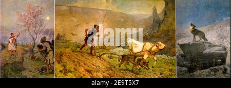 Murs Mairie Paul Vayson tryptique de Sant-Gens. Stockfoto