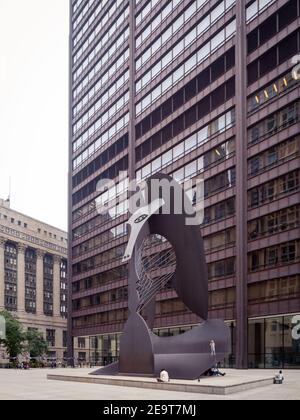 Die Chicago Picasso, eine unbenannte Monumentalskulptur von Pablo Picasso in der Innenstadt von Chicago, Illinois. Stockfoto