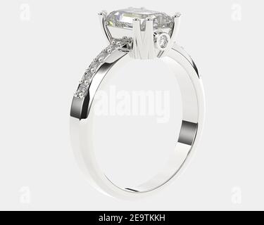 Königlicher Schmuck. Edelmetallring isoliert auf weißem Hintergrund. 3D Rendering - Illustration Stockfoto