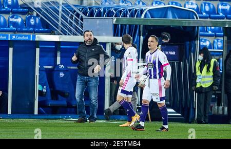 Sergio Gonzalez Soriano, Trainer von Real Valladolid CF während des Fußballspiels der spanischen Meisterschaft La Liga zwischen Deportivo Alaves und Real Valladolid CF am 5. Februar 2021 im Mendizorroza-Stadion in Vitoria, Spanien - Foto Inigo Larreina / Spanien DPPI / DPPI / LiveMedia Stockfoto