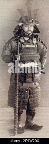 Nanhoku-Cho Periode Samurai aus 'militärische Kostüme im alten Japan', 1893. Stockfoto