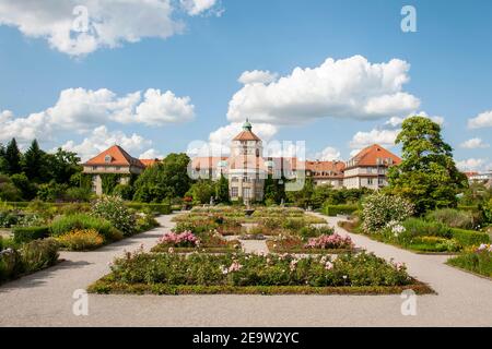 München, 4. August 2019: Botanischer Garten, Schloss Nymphenburg in München Stockfoto