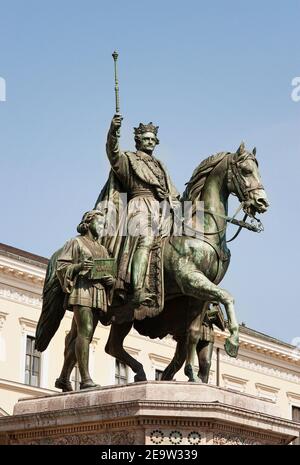 München - Deutschland, 23. April 2019: Statue von Ludwig I., König von Bayern, München Stockfoto