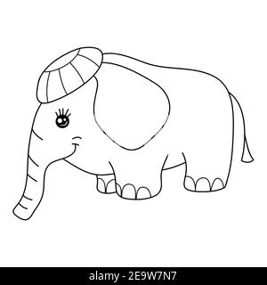 Ein niedliches Cartoon Elefant Bild für entspannende activity.Line Art Stil Illustration für Druck. Stock Vektor