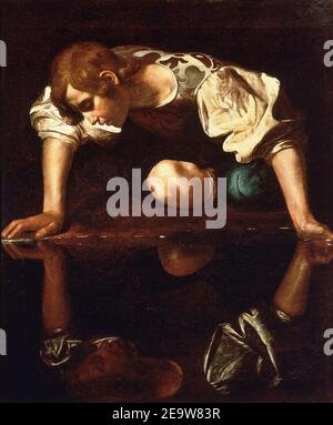 Narcissus-Caravaggio (1594-96). Stockfoto