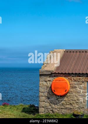 Lifebuoy, Portskerra, Sutherland, Schottland Stockfoto