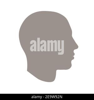 Handgezeichnetes Modell des menschlichen Kopfes in der Seitenansicht. Flache Vektor Silhouette Zeichnung isoliert auf weißem Hintergrund. EPS 8. Stock Vektor