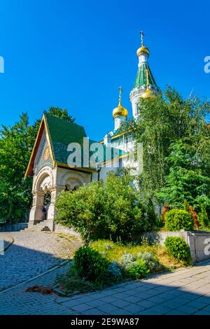 Russische Kirche des Heiligen Nikolai Mirlikiiski in Sofia, Bulgarien Stockfoto