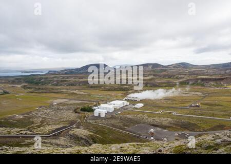 Geothermiekraftwerk Nesjavellir in Südisland Stockfoto