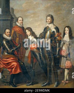 NASON, Pieter (zugeschrieben) - vier Generationen Fürsten von Orange - Wilhelm I., Maurice und Friedrich Henry, Wilhelm II und Wilhelm III - 1662-1666. Stockfoto