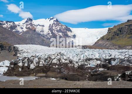Svinafellsjokull Gletscher im Süden Islands, Teil des Vatnajokull Nationalparks Stockfoto