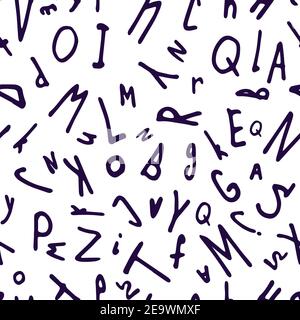 Monochrome handgezeichnete Schrift nahtloses Muster Stock Vektor