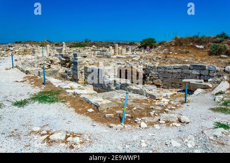 Ruinen von Agora im antiken Kourion auf Zypern Stockfoto