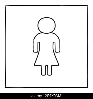 Doodle Mann oder geschlechtslose Person Symbol oder Logo, Hand gezeichnet mit dünnen schwarzen Linie. Stock Vektor