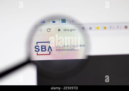 Los Angeles, USA - 1. Februar 2021: SBA-Webseite der US Small Business Administration. Sba.gov Logo auf dem Display, illustrative Editorial Stockfoto