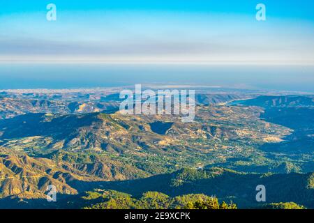 Blick Richtung limassol vom troodos-Berg auf Zypern Stockfoto