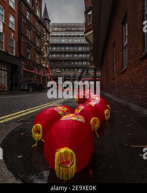 Vorbereitung auf das chinesische Mondjahr während der Lockdown in London. Stockfoto