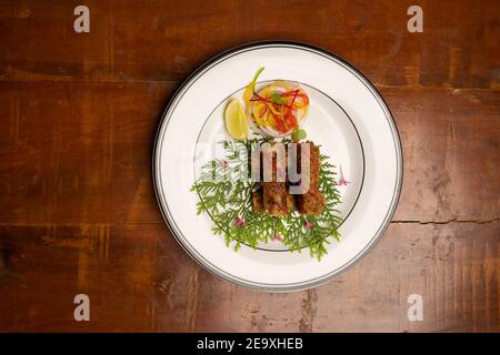 Ein Foto von einem köstlichen indischen Vorspeise Essen Huhn Kebab Platte Stockfoto