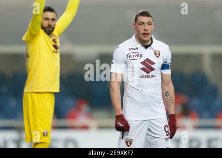 Andrea Belotti (Turin FC) während Atalanta BC gegen Turin FC, Italienische Fußballserie A Spiel in Bergamo, Italien. , . Februar 06 2021 (Foto: IPA/Sipa USA) Quelle: SIPA USA/Alamy Live News Stockfoto