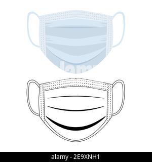 Klinische Schutzmaske gegen Viren und Bakterien. Gesichtsmaske, Vektorgrafik Stock Vektor