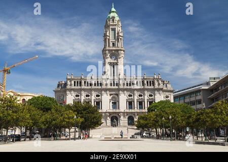 Porto, Portugal - 24. August 2020: Rathaus von Porto, Portugal. Stockfoto