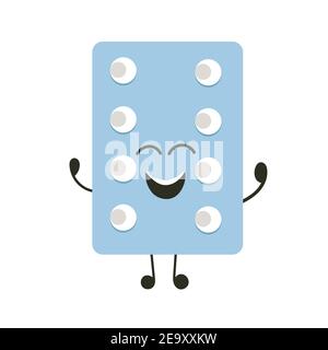 Lustige Medizin Pillen Charakter Glück. Humor medizinische Emoticons Pillen fröhlich. Cartoon Arbeit emoji Charakter Gesundheitswesen Apotheke. Happy Face Pillen Stock Vektor