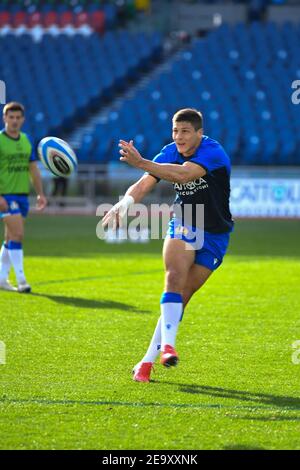 Rom, Italien. Februar 2021, 6th. Rome, Italy, Stadio Olimpico, February 06, 2021, Johan Meyer (Italy) During Italy vs France - Rugby Six Nations match Credit: Carlo Cappuccitti/LPS/ZUMA Wire/Alamy Live News Stockfoto