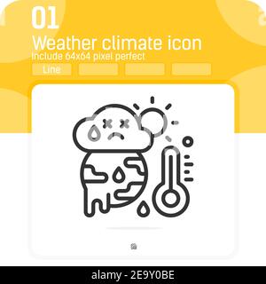 Wetterklima-Icon-Konzept mit Linienstil isoliert auf weißem Hintergrund. Vektor lineare Illustration Wetter Klima Zeichen Symbol Symbol für Umwelt Stock Vektor