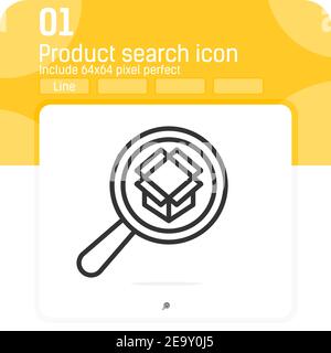 Vektorzeichen für Produktsuche mit isoliertem Linienstil auf weißem Hintergrund. Vektor Illustration Paket Symbol Zeichen Symbol Symbol Konzept für Web, ui, ux Stock Vektor