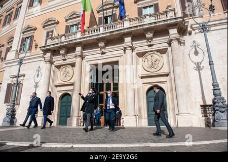 Rom, Italien 2. Februar 2021: Lega Führer Matteo Salvini am letzten Tag der Beratungen, Montecitorio. Stockfoto