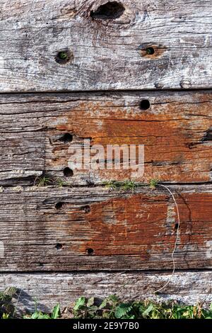 Alte braun verwittert verwittert Holz Eiche Holz Planken Hintergrund Stock Foto Stockfoto