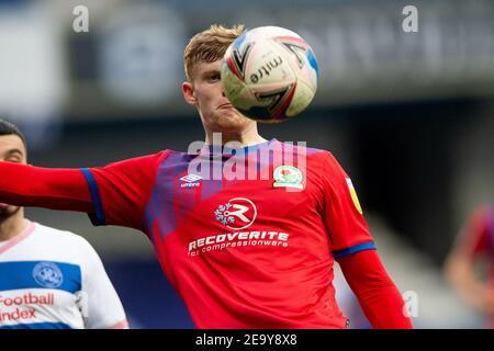 London, Großbritannien. Februar 2021, 06th. Jarrad Branthwaite von Blackburn Rovers während des EFL Sky Bet Championship Matches zwischen Queens Park Rangers und Blackburn Rovers im Kiyan Prince Foundation Stadium, London, England am 6. Februar 2021. Foto von Salvio Calabrese. Nur redaktionelle Verwendung, Lizenz für kommerzielle Nutzung erforderlich. Keine Verwendung bei Wetten, Spielen oder Veröffentlichungen einzelner Vereine/Vereine/Spieler. Kredit: UK Sports Pics Ltd/Alamy Live Nachrichten Stockfoto