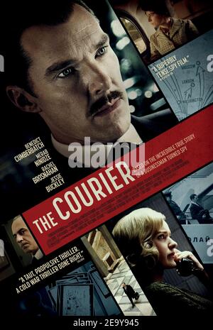 The Courier (2020) unter der Regie von Dominic Cooke mit Benedict Cumberbatch, Merab Ninidze und Rachel Brosnahan. Spion im Kalten Krieg, basierend auf der wahren Geschichte der Rekrutierung des britischen Geschäftsmannes Greville Wynne an MI6 und seines sowjetischen Agenten Oleg Penkovsky, die versuchen, der Kubanenkrise ein Ende zu setzen. Stockfoto