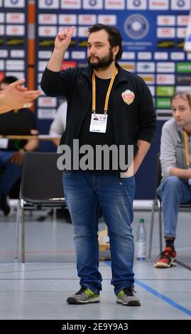 Karlsruhe, Deutschland. 06th Feb, 2021. Trainer Antonio Bonelli (SSC KA). GES/Volleyball/2. Bundesliga-Geklagt: Baden Volleys SSC Karlsruhe - SV Schwaig, 06.02.2021 - zur weltweiten Nutzung Quelle: dpa/Alamy Live News Stockfoto