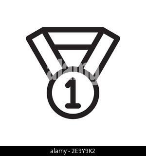 Erster Platz Medaille Umriss Symbol isoliert auf weißem Hintergrund. Stock Vektor