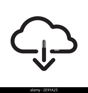 Herunterladen von Dateien aus dem Cloud-Umrisssymbol isoliert auf weißem Hintergrund. Stock Vektor