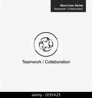 Teamarbeit, Teambildung und Zusammenarbeit. Händeschütteln. Zusammenarbeit und Personalwesen. Skalierbar. Mono - Vektorsymbol Stock Vektor