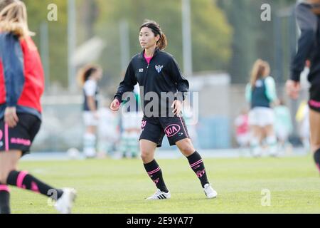 San Jose de la Rinconada, Spanien. Februar 2021, 6th. Yoko Tanaka (Huelva) Fußball: Spanisches Spiel 'Primera Division Femenina' zwischen Real Betis Balompie Feminas 2-0 Sporting Club de Huelva im Estadio Municipal Felipe del Valle in San Jose de la Rinconada, Spanien. Quelle: Mutsu Kawamori/AFLO/Alamy Live News Stockfoto