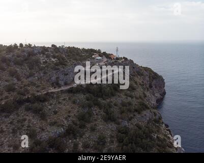 Luftaufnahme, Drohne, Vogelperspektive auf Soller Hafen in Palma de Mallorca, Balearen, Spanien Stockfoto