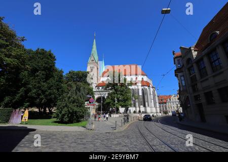 DEUTSCHLAND, AUGSBURG - 18. AUGUST 2019: Dom in Augsburg Stockfoto