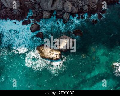 Weitwinkel Blick auf Cala Formentera Naturstrand in Palma de Mallorca, Balearen, Spanien Stockfoto