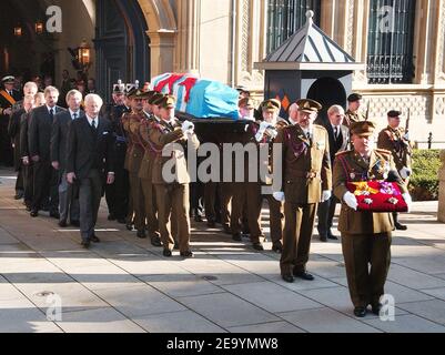 Die Beerdigung der Großherzogin Charlotte von Luxemburg am 15. Januar 2005 in Luxemburg. Die Großherzogin starb am 10. Januar 2005 im Alter von 77 Jahren an Lungenkrebs. Foto von Klein-Nebinger/ABACA. Stockfoto