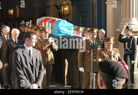 Die Beerdigung der Großherzogin Charlotte von Luxemburg am 15. Januar 2005 in Luxemburg. Die Großherzogin starb am 10. Januar 2005 im Alter von 77 Jahren an Lungenkrebs. Foto von Klein-Nebinger/ABACA. Stockfoto