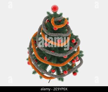 Weihnachtsbaum isoliert auf grauem Hintergrund. 3D Rendering - Illustration Stockfoto