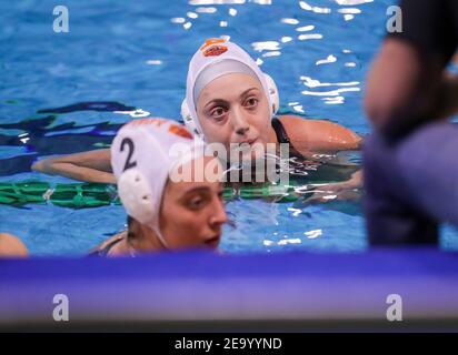 Aquatic Centre of Ostia, Roma, Italy, 06 Feb 2021, Silvia Avegno (SIS Roma) während des Spiels SIS Roma gegen BVSC Budapest, Waterpolo EuroLeague Frauen - Foto Luigi Mariani / LM Stockfoto