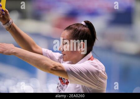 Schiedsrichter Spiel während SIS Roma gegen BVSC Budapest, Waterpolo EuroLeague Frauen Spiel in Roma, Italien. , . Februar 06 2021 (Foto: IPA/Sipa USA) Quelle: SIPA USA/Alamy Live News Stockfoto