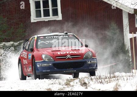 Der Belgier francois Duval, Citroen Xsara WRC während der schwedischen Rallye am 11. Februar 2005 in Schweden. Foto von Jean-Marc Pastor/Cameleon/ABACA. Stockfoto