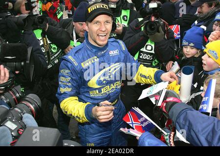 Der Norweger Petter Solberg, Subaru Impreza WRC, gewann die schwedische Rallye in Schweden. Februar 13, 2005. Foto von Jean-Marc Pastor/Cameleon/ABACA. Stockfoto