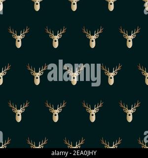 Nahtloses Muster goldene Hirsche Jagd Stock Vektor